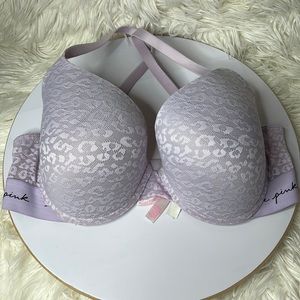 VICTORIA SECRET PINK PUSH UP everywhere push up/wear bra 36DD lilac pink color